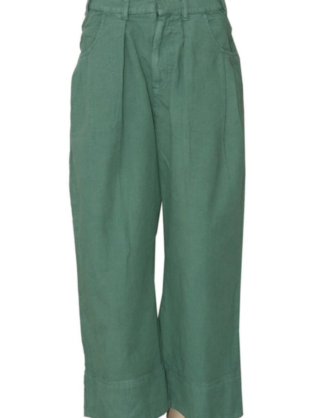Free People Sweet Talk Chino Pants Green Wide Leg Pocket Mid-rise Zip XS